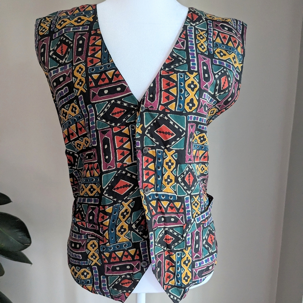Vintage HUCK A POO SILK Vest Patterned